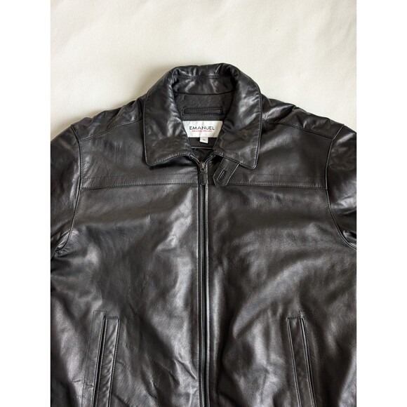 Emanuel Ungaro Leather Jacket Men's Size Extra Large Black Motorcycle Biker - Picture 1 of 8
